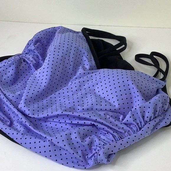 Trimshaper Purple and Black One Piece Polka Dot Swimsuit with V-Neckline - Picture 10 of 10